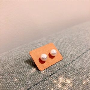 White pearl earrings for women